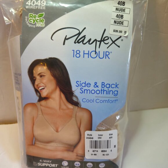 Playtex 18 Hour Side & Back Smoothing Nude Bra Size 40B - Picture 3 of 4